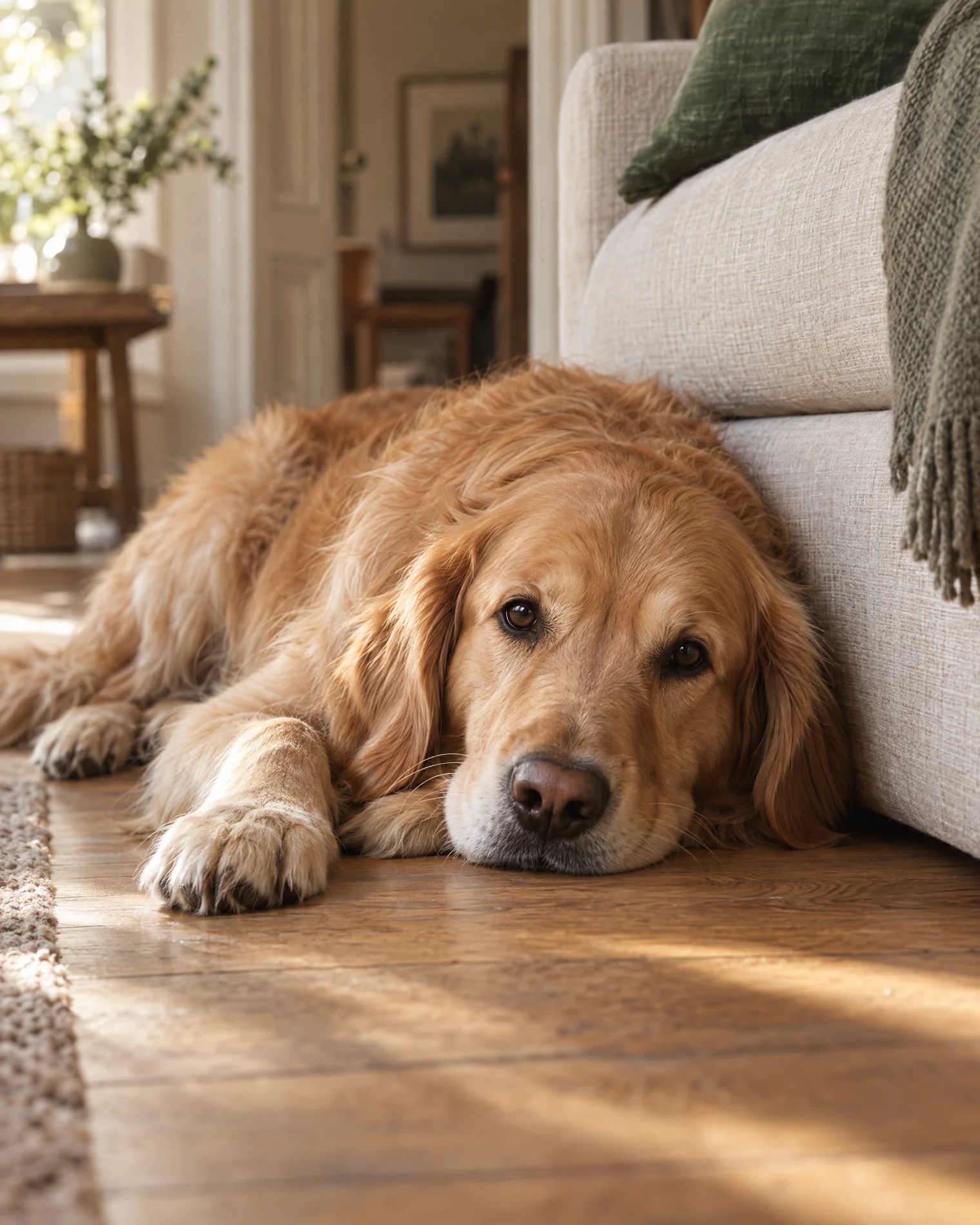 Ein entspannter Hund in einem gemütlichen Zuhause